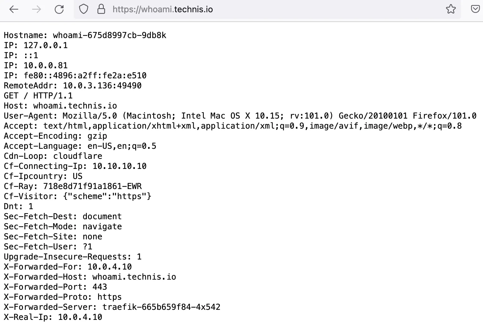 whoami output